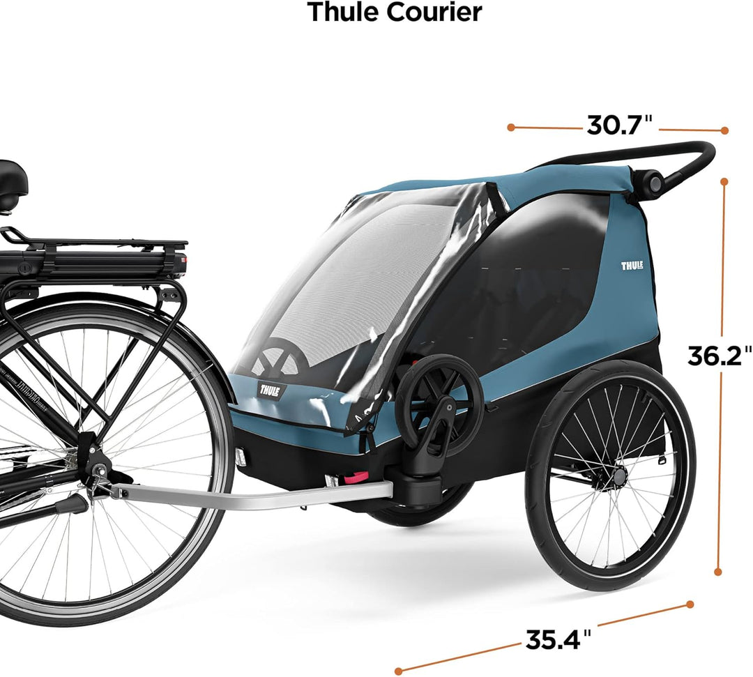 Thule Courier Fahrradanhänger Hunde, Fahrradanhänger für 2 Kinder Aegean Blue One-Size
