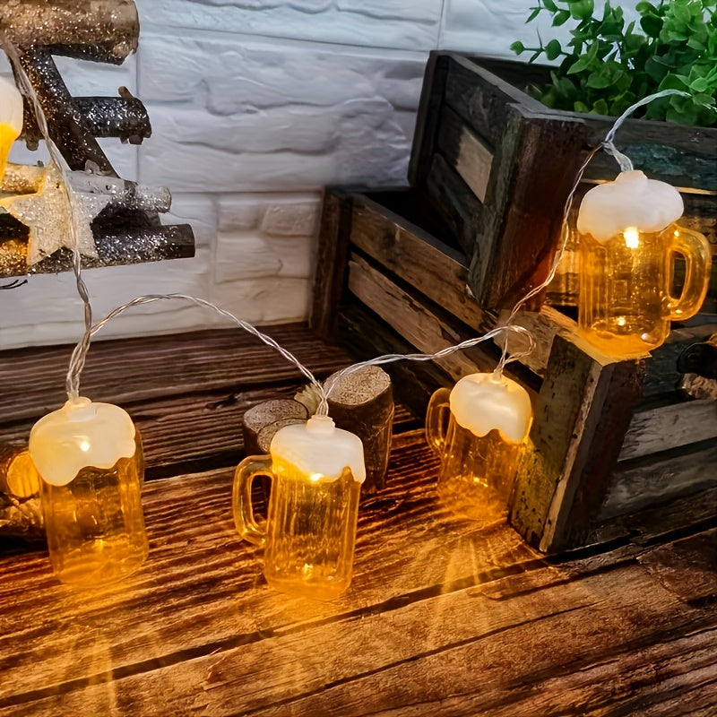 Pack de 2 Guirnaldas de Luces LED con Forma de Jarra de Cerveza – Oktoberfest 2025