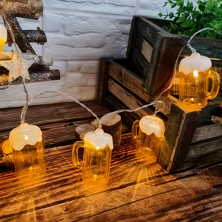 Pack de 2 Guirnaldas de Luces LED con Forma de Jarra de Cerveza – Oktoberfest 2025