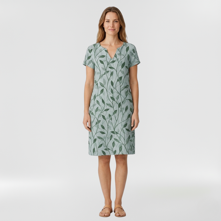 Midi šaty s krátkým rukávem a potiskem pro ženy