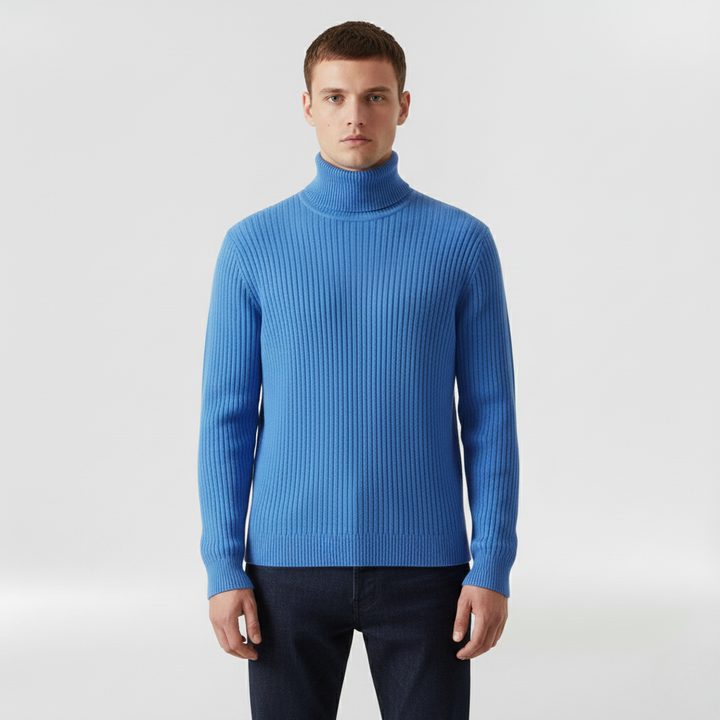 Gerippter Rollkragenpullover für Herren für Herbst und Winter im Alltag