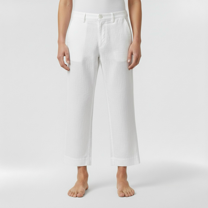 Pánské lněné kalhoty rovného střihu pro každodenní nošení