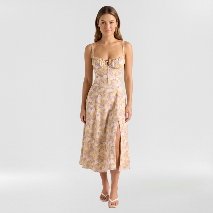 Vestido midi de tirantes con abertura lateral para mujer