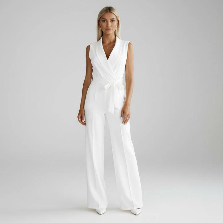 Dámský overal bez rukávů a s výstřihem do V na společenské události a večery