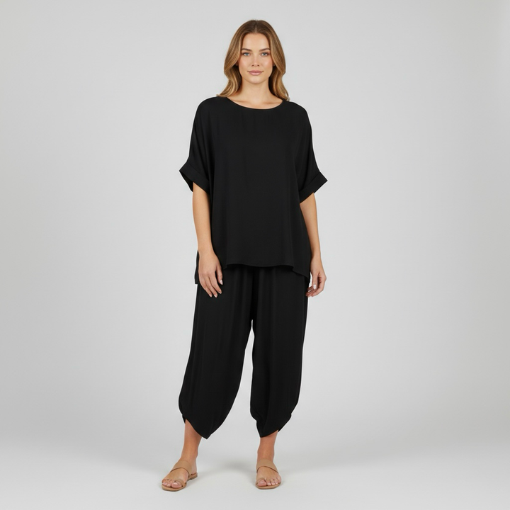 Pohodlná dvoudílná souprava pro ženy, top a volné kalhoty