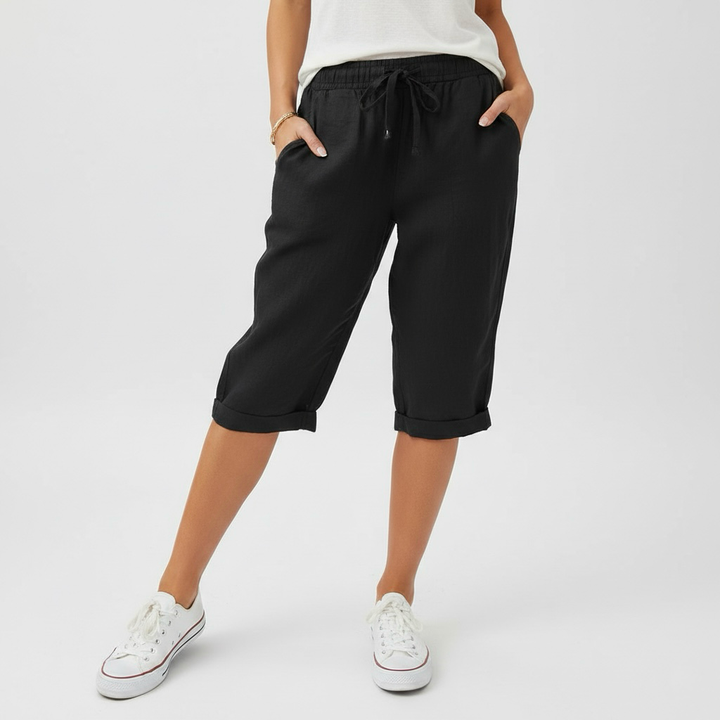 Pantaloncini informali al ginocchio con cordoncino da donna