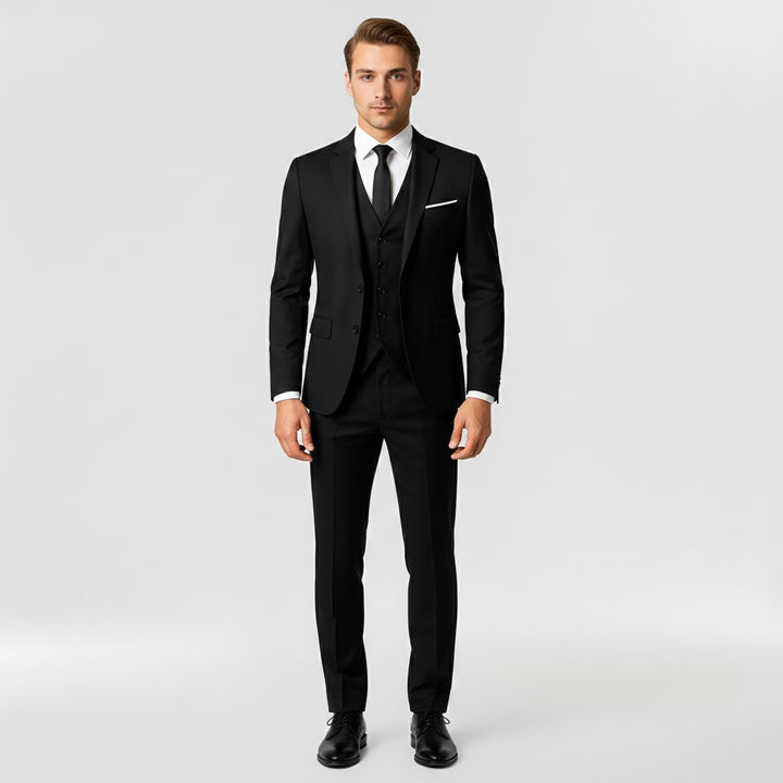 Férfi 3 részes formális öltöny zakóval, mellénnyel és nadrággal
