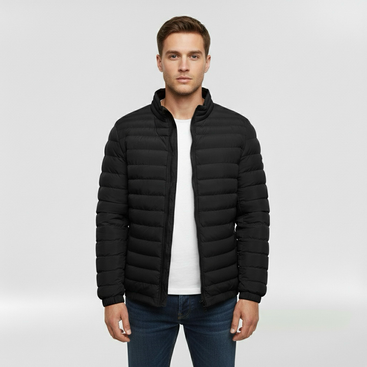 Geacă matlasată ușoară pentru bărbați cu guler înalt pentru iarnă