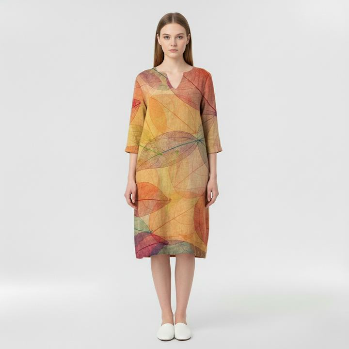 Abito dritto stampato al ginocchio da donna per tutti i giorni