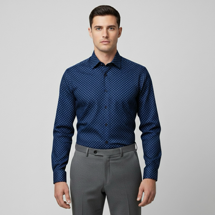 Μακρυμάνικο πουκάμισο με γιακά με κουμπιά για άνδρες, κομψό και καθημερινό