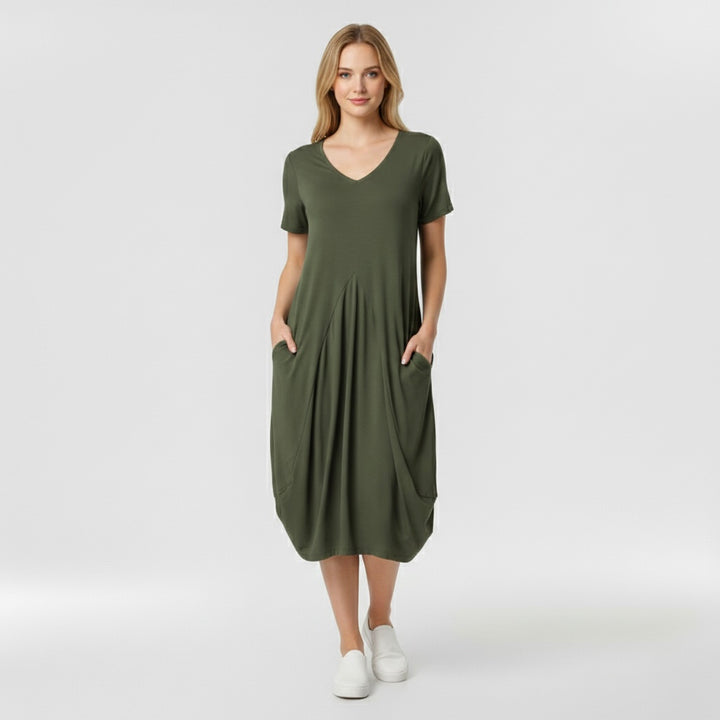 Marzenna | elegantní šaty zvýrazňující pas, nabízející uvolněný styl