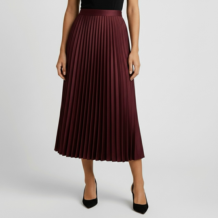 Falda midi plisada clásica para uso diario y oficina