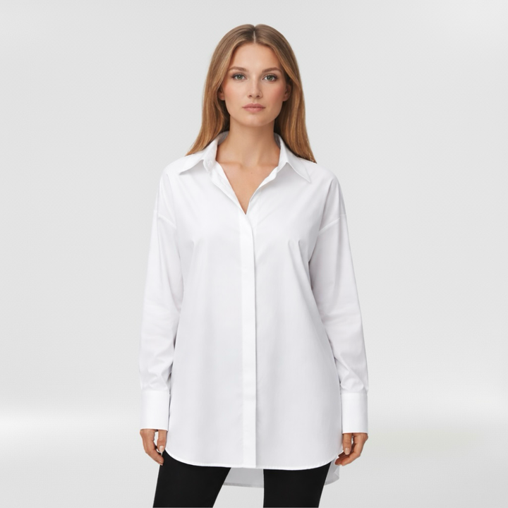 Camicia con bottoni da donna a maniche lunghe per l'ufficio