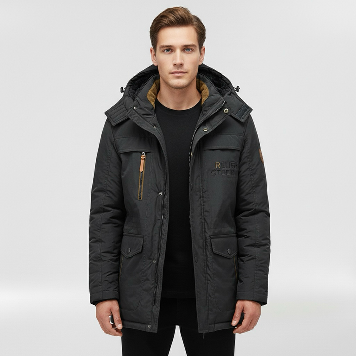 Pánská prošívaná bunda s kapucí, každodenní zimní kabát