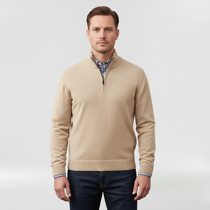 Pánský svetr se středním zipem pro vrstvení a každodenní nošení