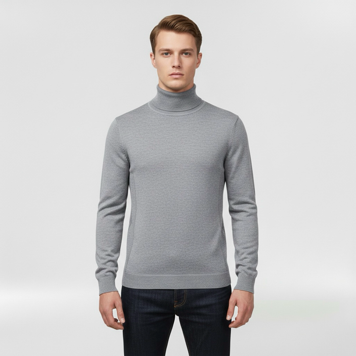 Pánský pletený svetr s vysokým límcem, teplý, elegantní a ležérní na zimu