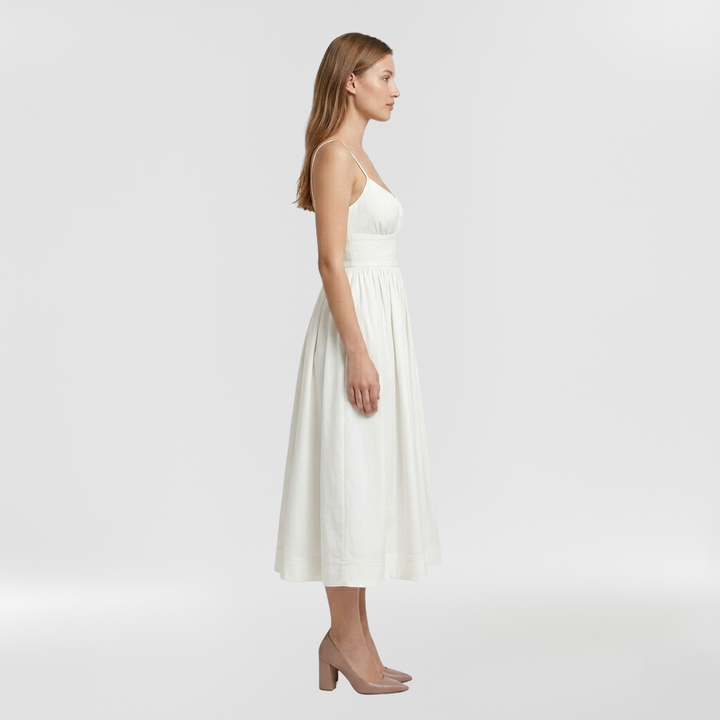 Robe midi sans manches pour femme avec fines bretelles