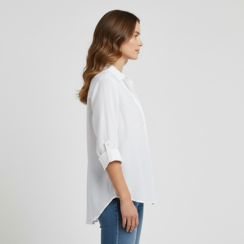 Camicia da donna a taglio comodo con bottoni per tutti i giorni