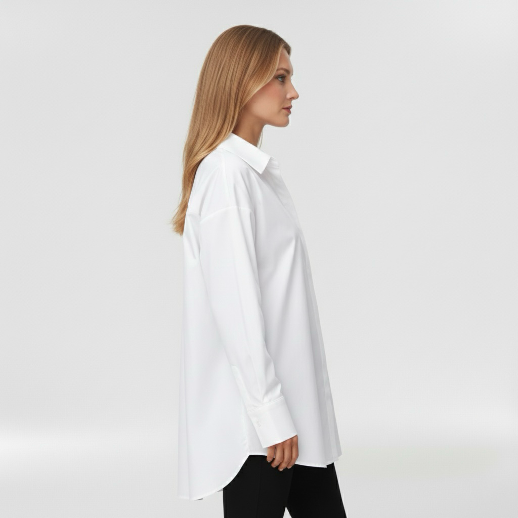 Camicia con bottoni da donna a maniche lunghe per l'ufficio