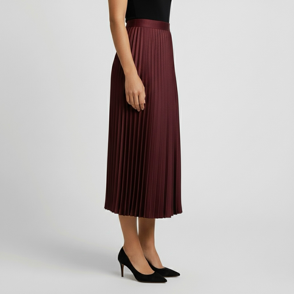Falda midi plisada clásica para uso diario y oficina