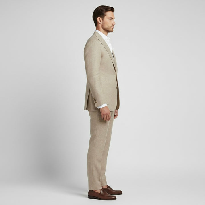 Costume en lin 2 pièces pour homme avec veste croisée pour mariages