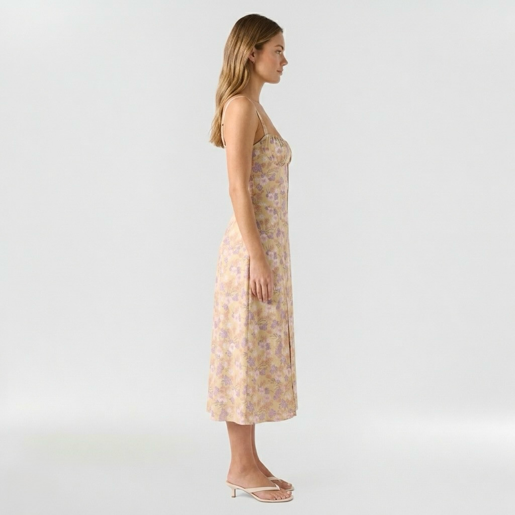 Vestido midi de tirantes con abertura lateral para mujer