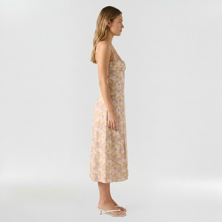 Vestido midi de tirantes con abertura lateral para mujer