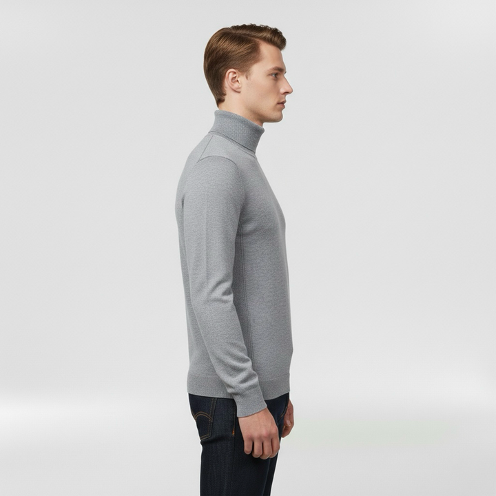 Pánský pletený svetr s vysokým límcem, teplý, elegantní a ležérní na zimu