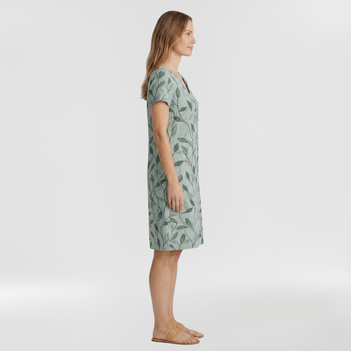 Midi šaty s krátkým rukávem a potiskem pro ženy