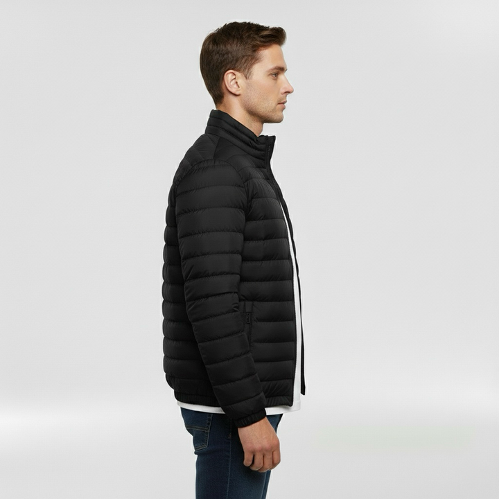 Geacă matlasată ușoară pentru bărbați cu guler înalt pentru iarnă