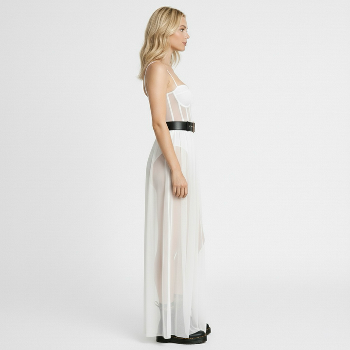 Vestido maxi transparente para mujer con diseño ligero