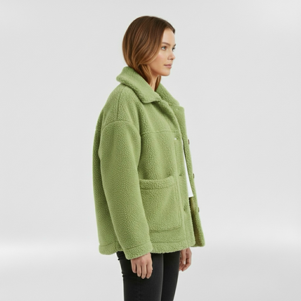 Chaqueta polar para mujer con botones delanteros para abrigarse a diario