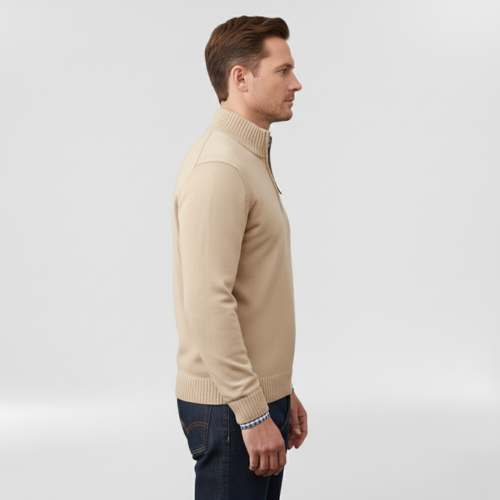 Pánský svetr se středním zipem pro vrstvení a každodenní nošení