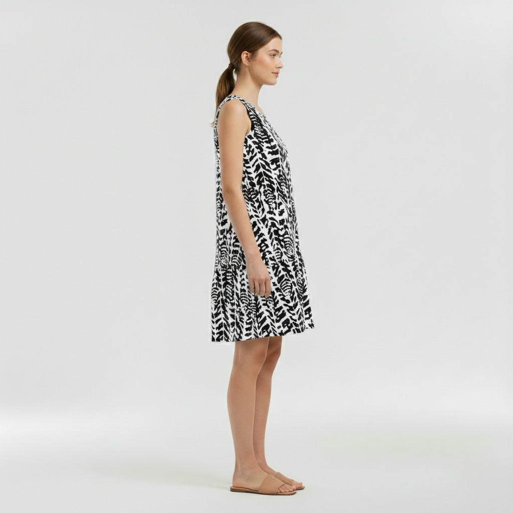 Dámské letní mini šaty bez rukávů s potiskem