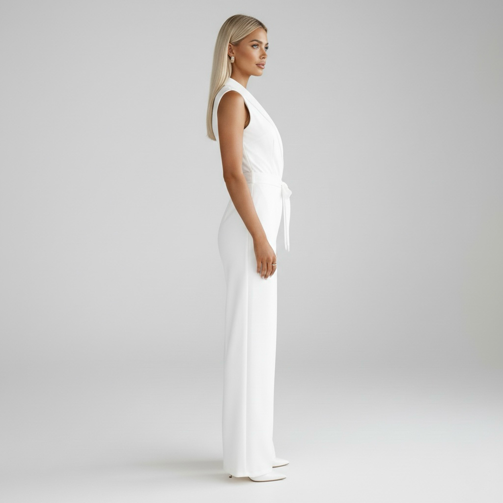 Dámský overal bez rukávů a s výstřihem do V na společenské události a večery