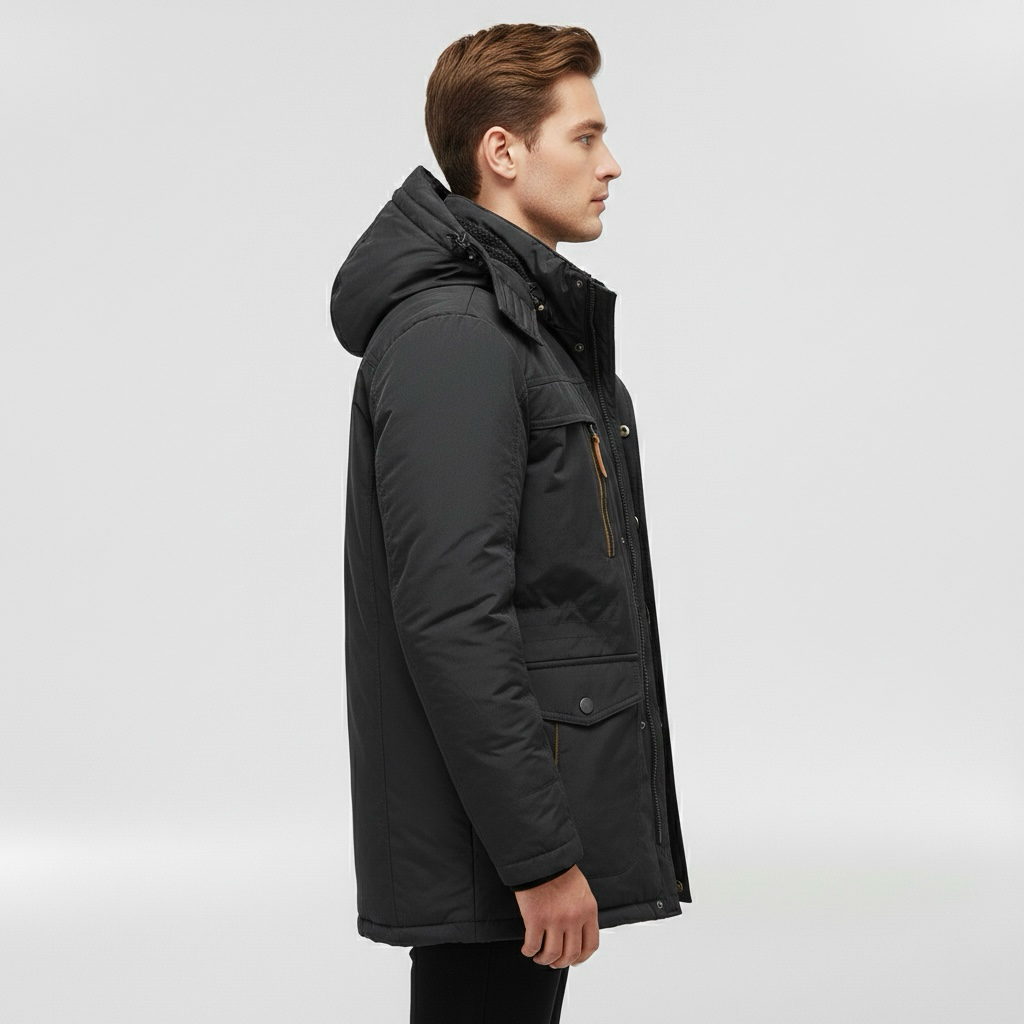 Pánská prošívaná bunda s kapucí, každodenní zimní kabát