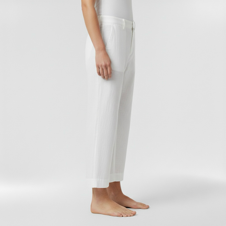 Pánské lněné kalhoty rovného střihu pro každodenní nošení