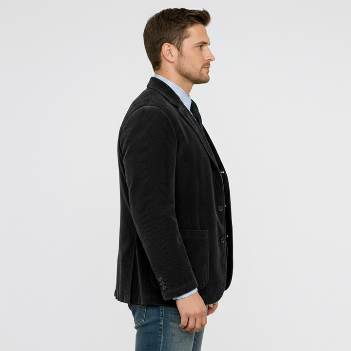 Sacou bărbați din catifea cu rever și nasturi