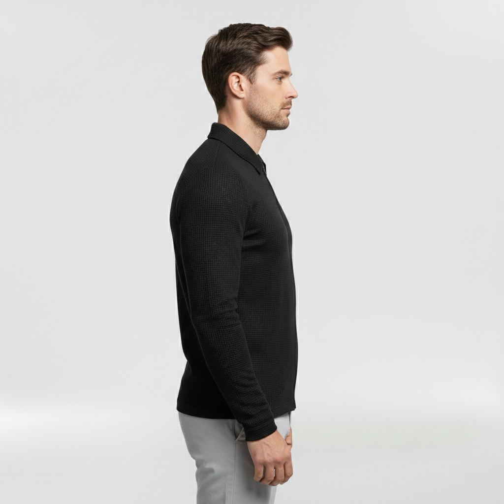 Pánský svetr na zip s vysokým límcem pro každodenní vrstvení