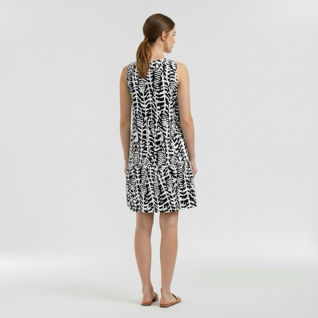 Dámské letní mini šaty bez rukávů s potiskem