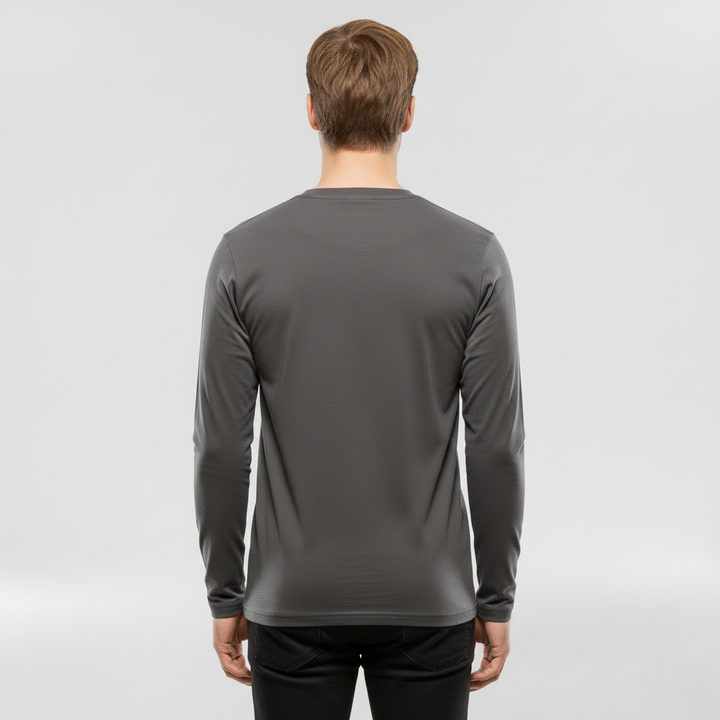 Męska koszulka z długim rękawem i okrągłym dekoltem na co dzień i do warstwowania