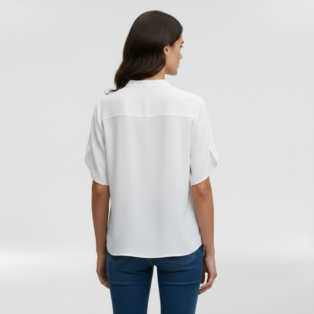 Camicia da donna con scollo a V e manica corta per uso quotidiano