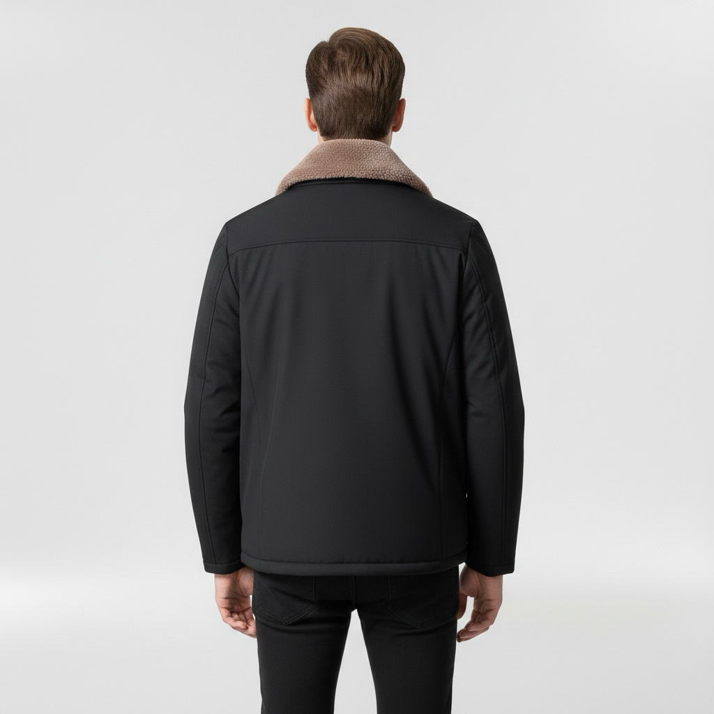 Jachetă bomber pentru bărbați cu guler contrastant, stil casual