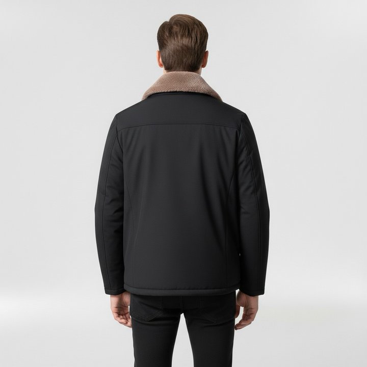 Jachetă bomber pentru bărbați cu guler contrastant, stil casual