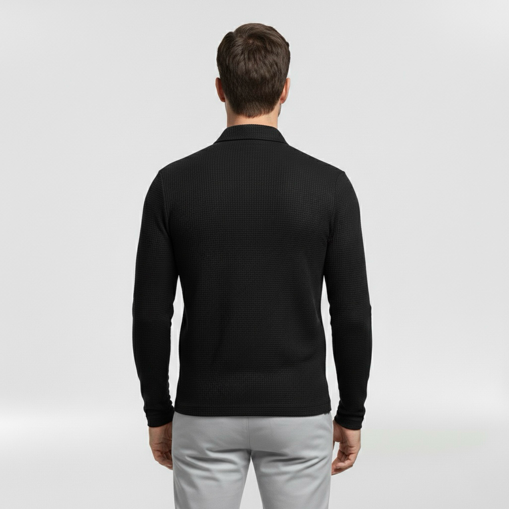 Pánský svetr na zip s vysokým límcem pro každodenní vrstvení