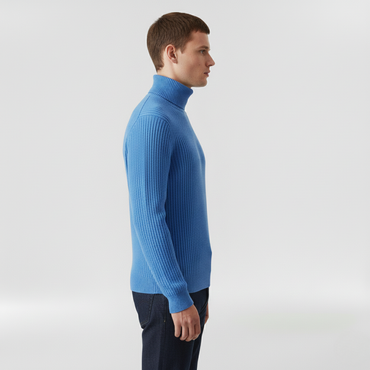 Gerippter Rollkragenpullover für Herren für Herbst und Winter im Alltag