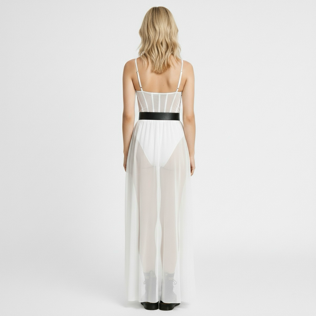 Vestido maxi transparente para mujer con diseño ligero
