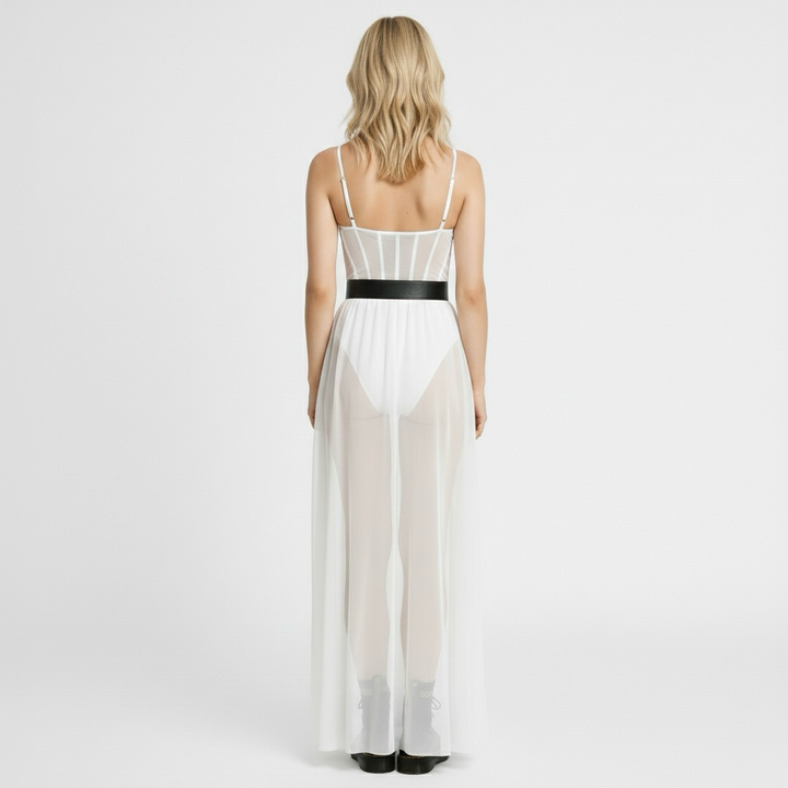 Vestido maxi transparente para mujer con diseño ligero