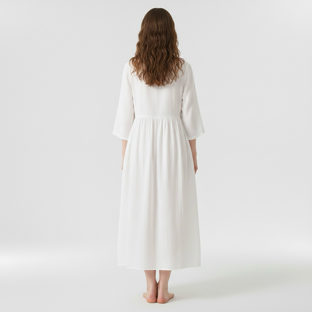 Vestido midi holgado para mujer con cinturón y manga corta