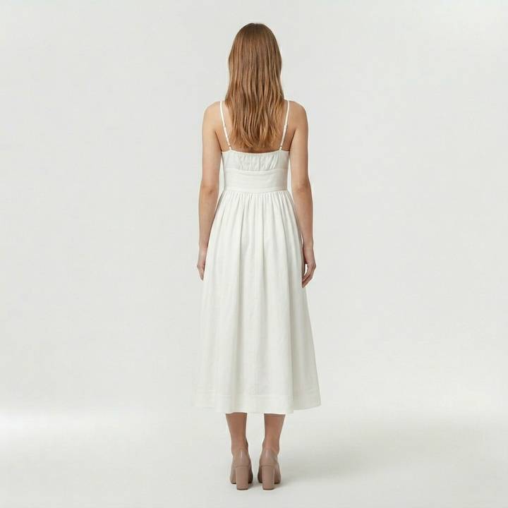 Robe midi sans manches pour femme avec fines bretelles